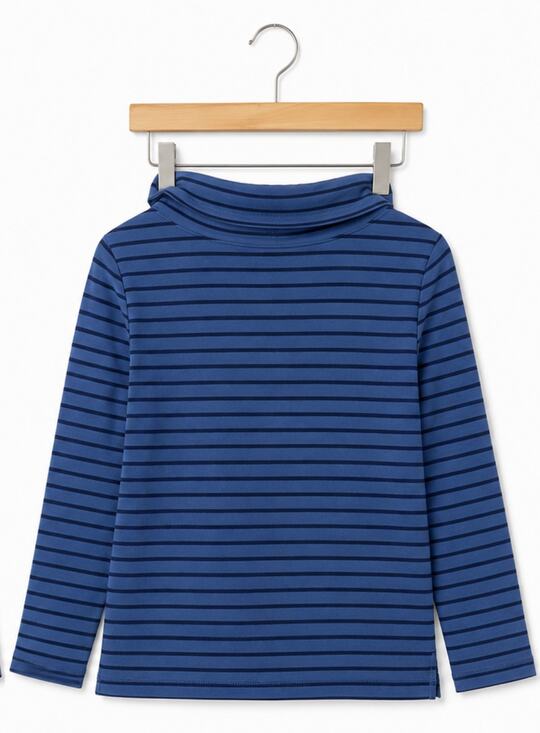Karen Scott Sport Tops - Karen Scott Sport Funnel/Cowl Neck Striped Pullover Top Sm